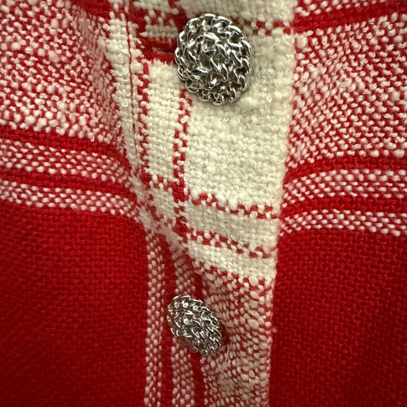Zara Red & Cream Plaid Button-Front Vest - Picture 3 of 6